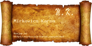 Mirkovics Karsa névjegykártya